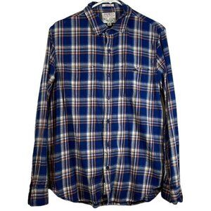 Men's Lucky Brand Blue Long Sleeve Plaid Button Down Shirt Size Med EUC #2313